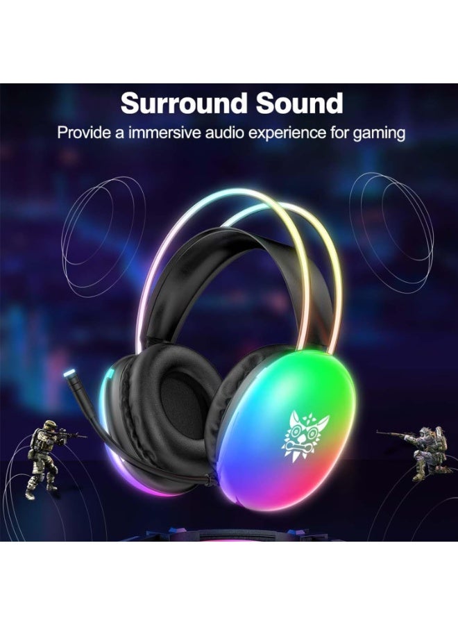 onikuma X25 RGB Gaming Headset - 50MM Drivers - noise Cancellation Microphone - Image 4